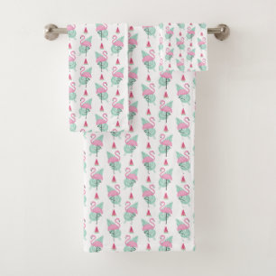 Flamingo & Watermelon Pastel Pattern Bath Towel Set