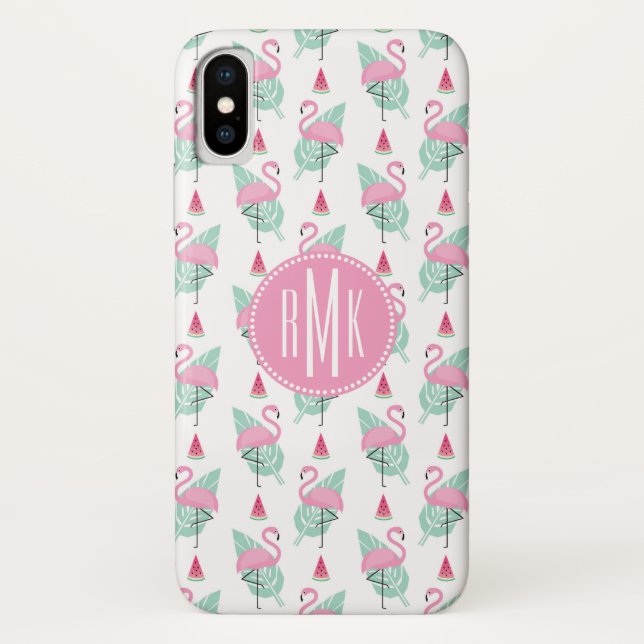 Flamingo & Watermelon Pastel Pattern Case-Mate iPhone Case (Back)