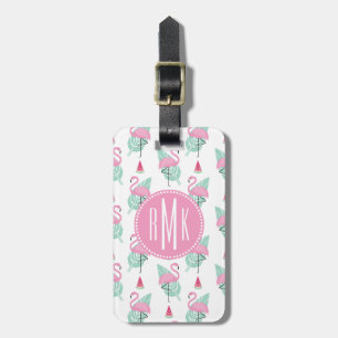 Flamingo & Watermelon Pastel Pattern Luggage Tag