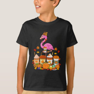 Flamingo Wearing Hat Fall Coffee Cups Lover T-Shirt