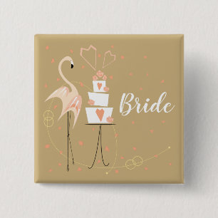 Flamingo Wedding Bride square 2 Inch Square Button