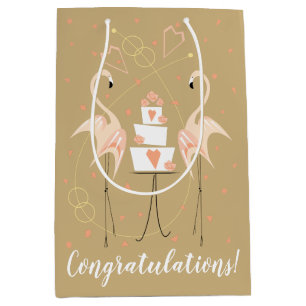 Flamingo Wedding Congratulations! Medium Gift Bag