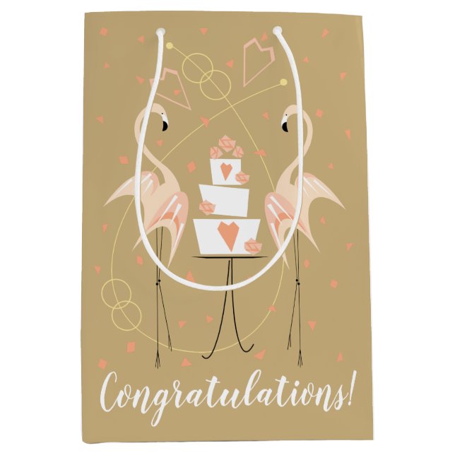 Flamingo Wedding Congratulations! Medium Gift Bag (Front)