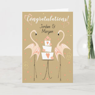 Flamingo Wedding Congratulations Names Text Card