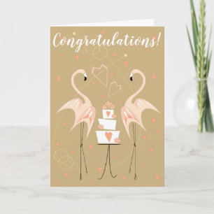 Flamingo Wedding Congratulations Text Card