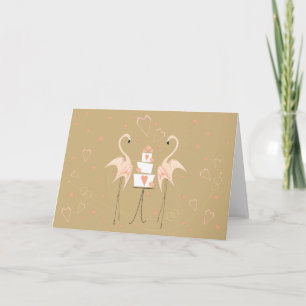 Flamingo Wedding landscape Card