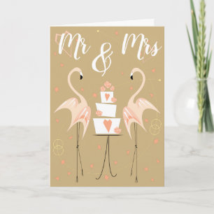 Flamingo Wedding Mr & Mrs Text Card