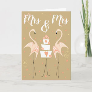Flamingo Wedding Mrs & Mrs Card