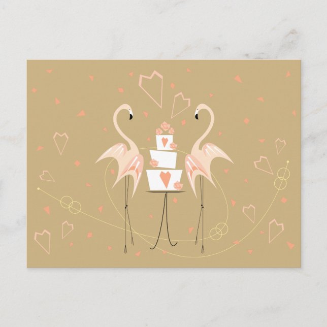 Flamingo Wedding postcard landscape (Front)