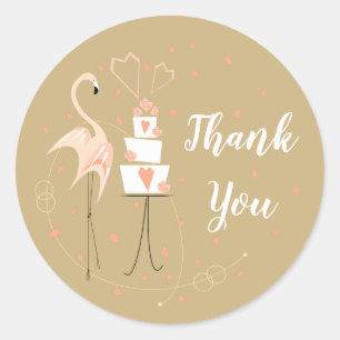 Flamingo Wedding Thank You round Classic Round St Sticker