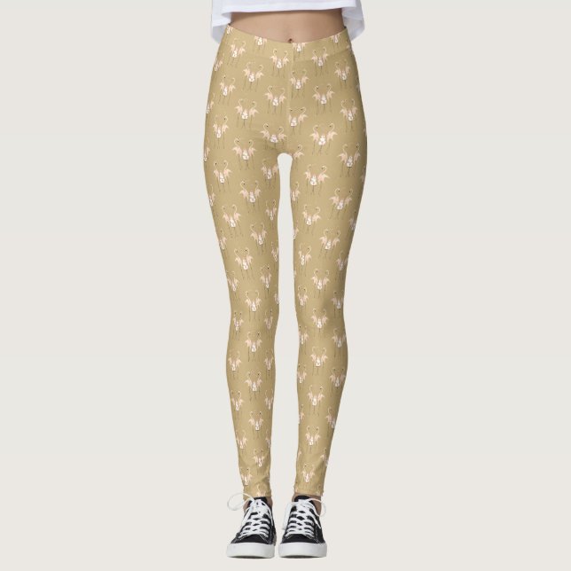 Flamingo Wedding Tiled leggings (Front)