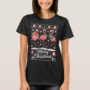 Flamingo Weihnachts Shirt  mit Santa und Geschenk