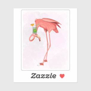 Flamingo with a Cocktail