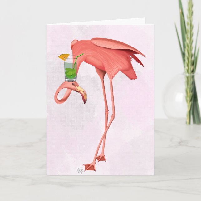 Flamingo with a Cocktail Card (Front)