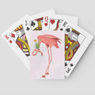 Flamingo with a Cocktail Playing Cards