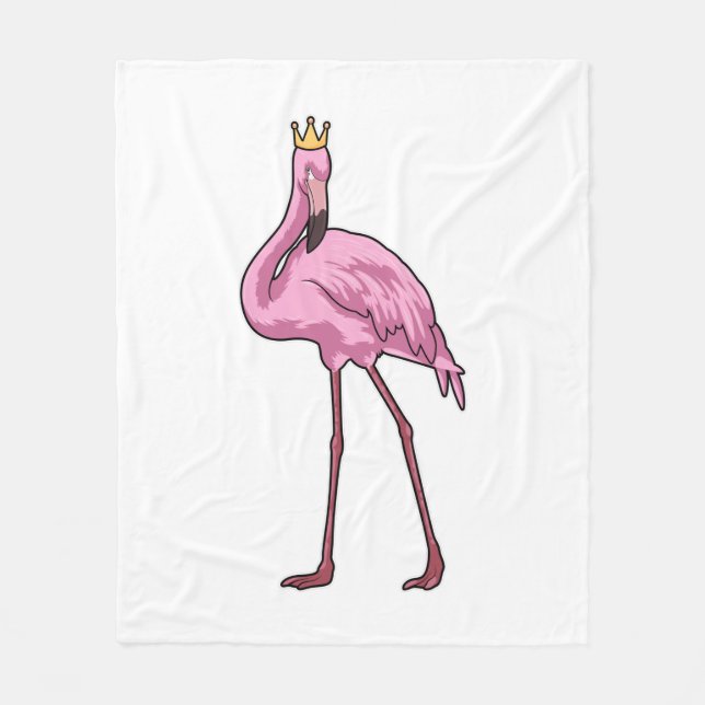 Flamingo with Crown Fleece Blanket (Front)