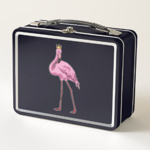 Flamingo with Crown Metal Lunch Box