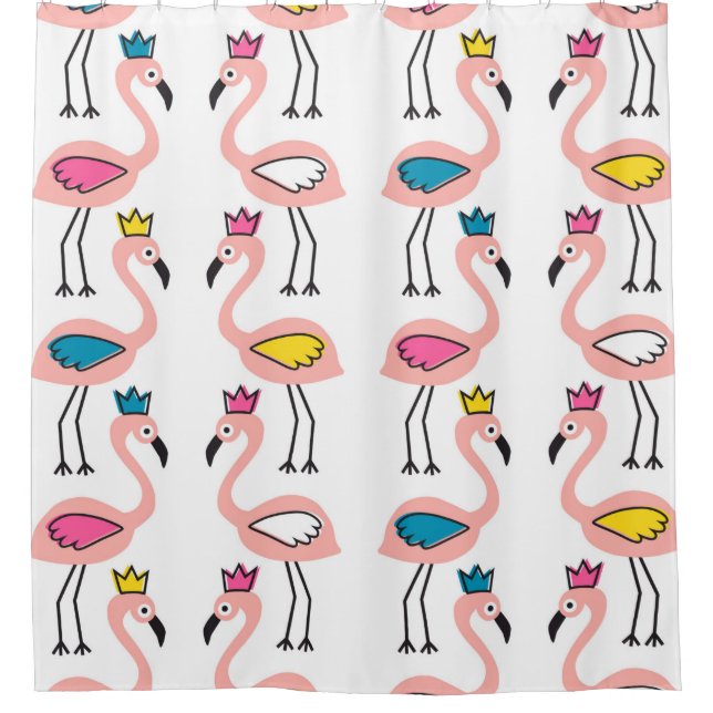 Flamingo with crown seamless pattern. (Front)