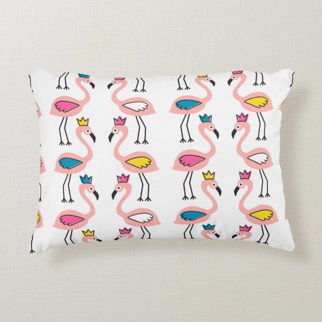Flamingo with crown seamless pattern. accent pillow (Front)