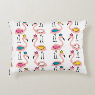 Flamingo with crown seamless pattern. accent pillow