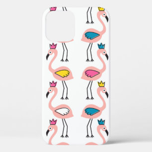 Flamingo with crown seamless pattern. iPhone 12 case