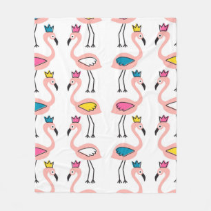 Flamingo with crown seamless pattern. fleece blanket
