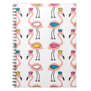 Flamingo with crown seamless pattern. notebook