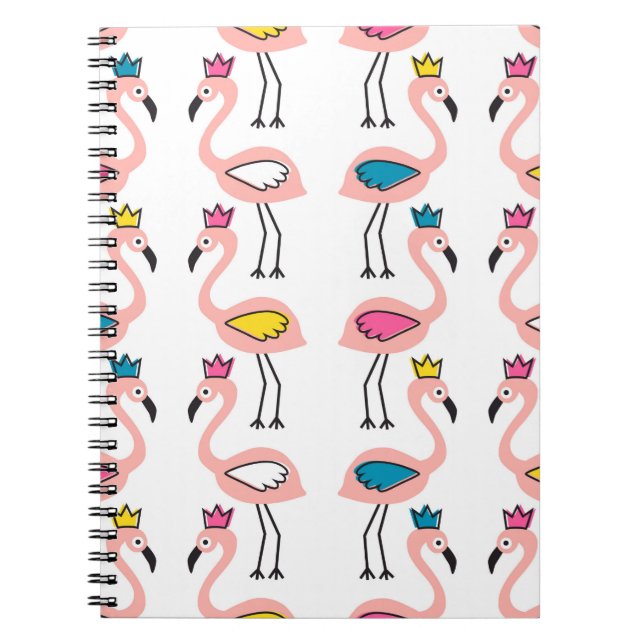 Flamingo with crown seamless pattern. notebook (Front)