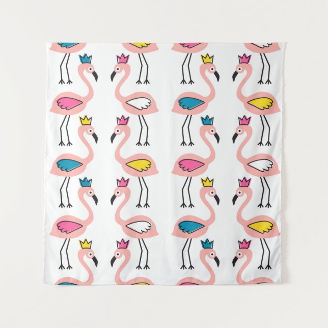 Flamingo with crown seamless pattern. tapestry (Front)