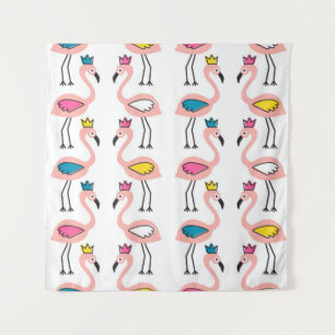 Flamingo with crown seamless pattern. tapestry