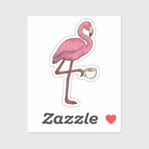 Flamingo with Cup of Coffee