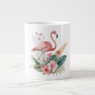 Flamingo With Flowers Large Coffee Mug