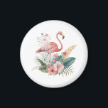 Flamingo With Flowers Magnet<br><div class="desc">Flamingo With Flowers</div>
