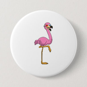 Flamingo with Glasses 3 Inch Round Button