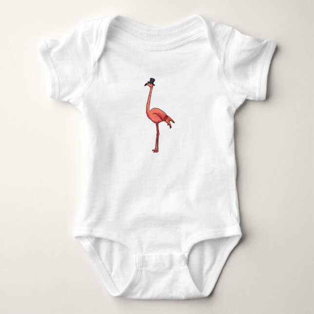 Flamingo with Hat Baby Bodysuit (Front)