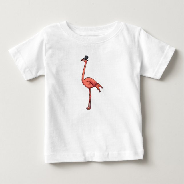 Flamingo with Hat Baby T-Shirt (Front)