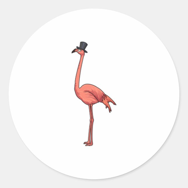 Flamingo with Hat Classic Round Sticker (Front)