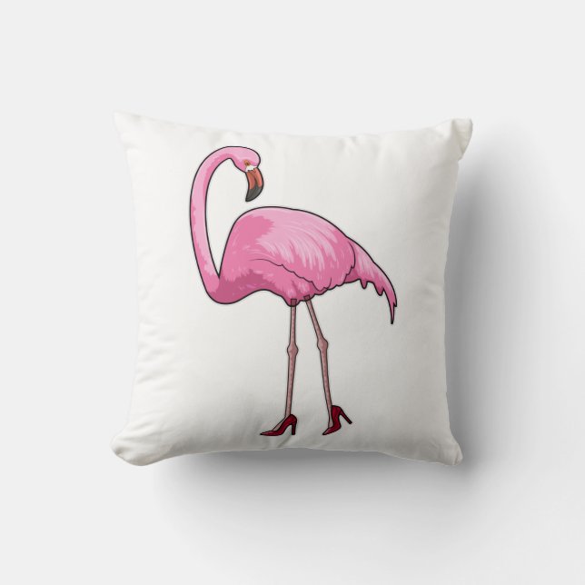 Flamingo with High heels Throw Pillow (Front)