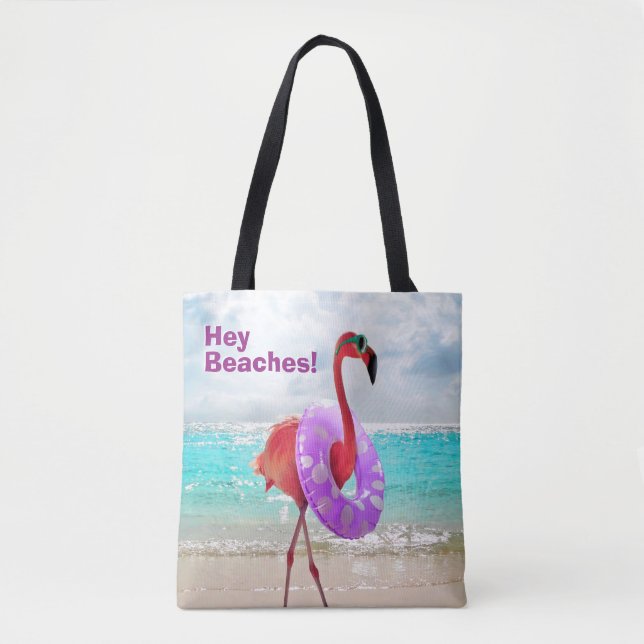 Flamingo With Inner Tube Tote Bag (Front)
