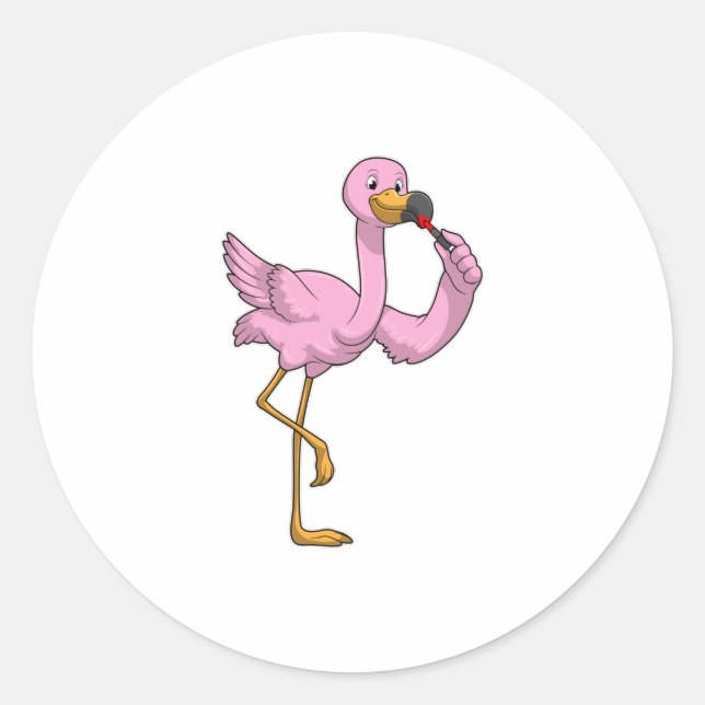 Flamingo with Lipstick Classic Round Sticker (Front)