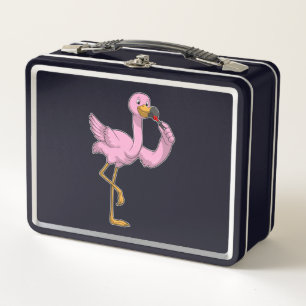 Flamingo with Lipstick Metal Lunch Box
