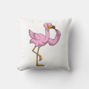 Flamingo with Lipstick Throw Pillow