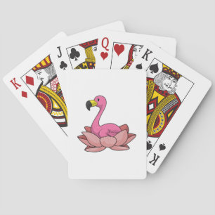 Flamingo with Lotus flower Playing Cards