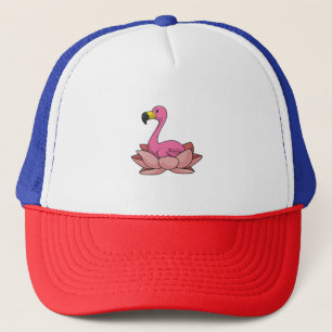 Flamingo with Lotus flower Trucker Hat