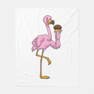 Flamingo with Muffin Fleece Blanket
