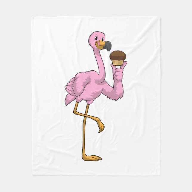 Flamingo with Muffin Fleece Blanket (Front)