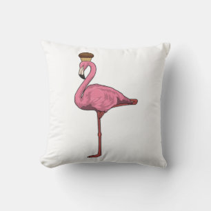 Flamingo with Muffin Throw Pillow