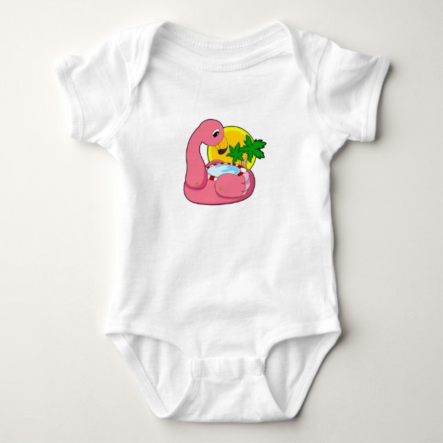 Flamingo with Pool Baby Bodysuit (Front)