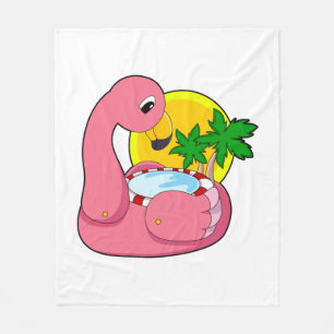 Flamingo with Pool Fleece Blanket