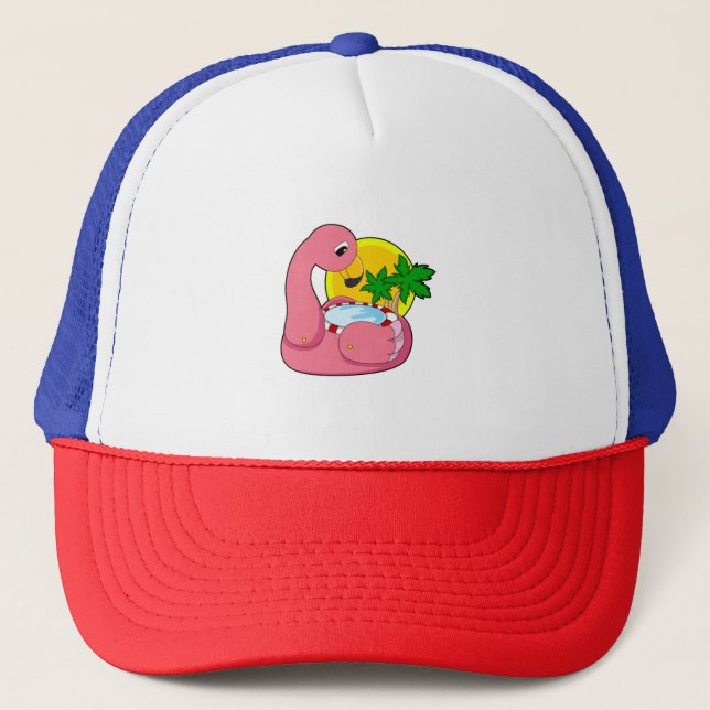 Flamingo with Pool Trucker Hat (Front)